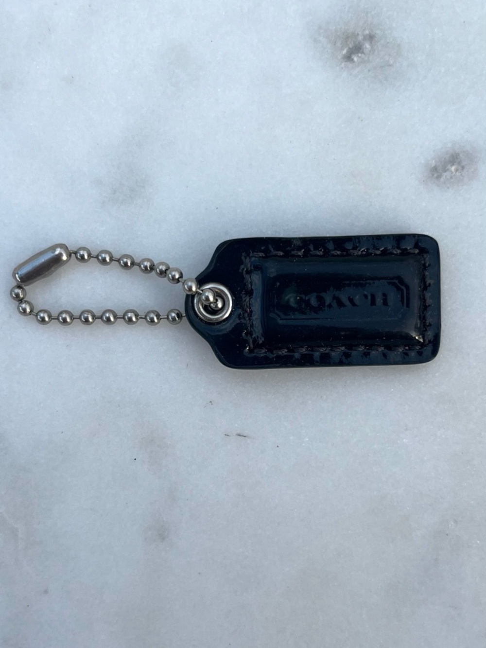 COACH Vintage Patent Leather Hang Tag, Black & Hot Pink, Mini